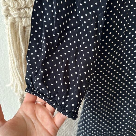 Theory Black Crepe Polka Dot Crew Dress - Picture 5 of 9